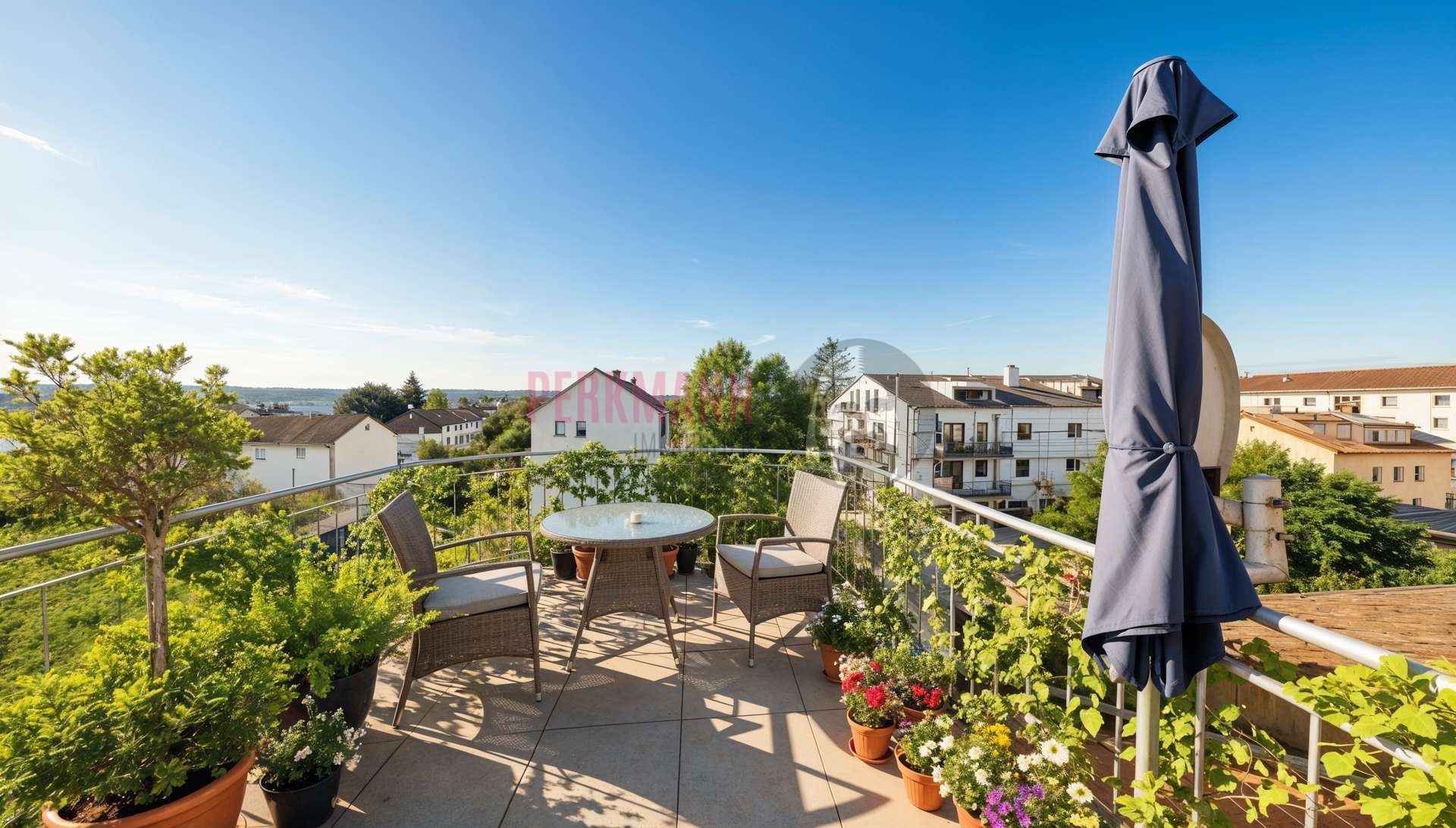 Dachterrasse begehbar vom Wohnzimmer - (KI generiert)